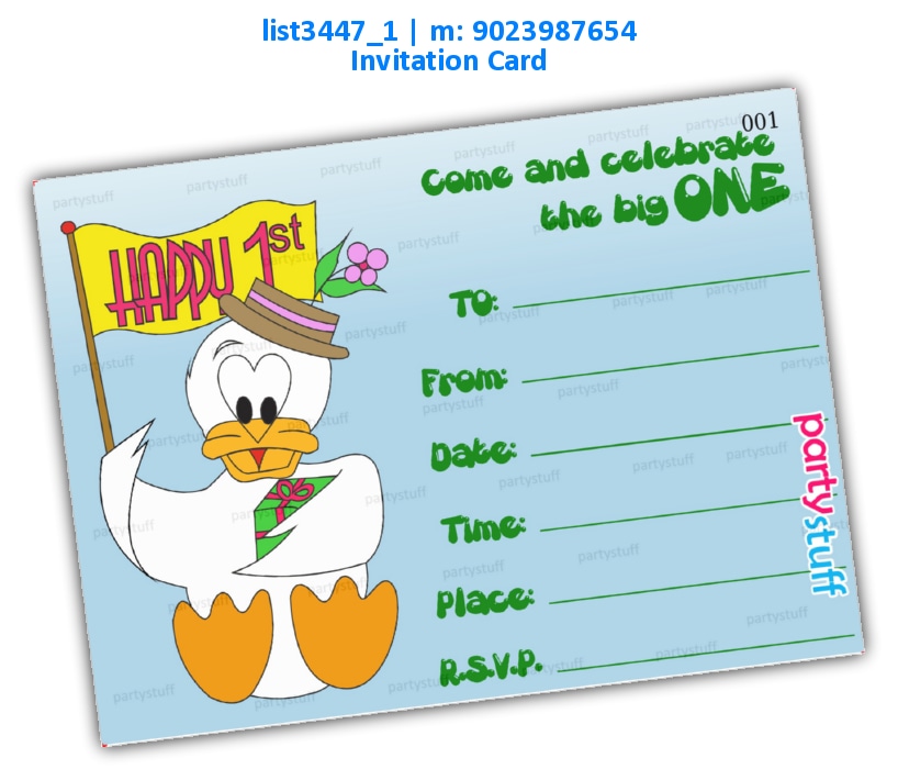 Duck Birthday Invitation Card list3447_1 Printed Cards