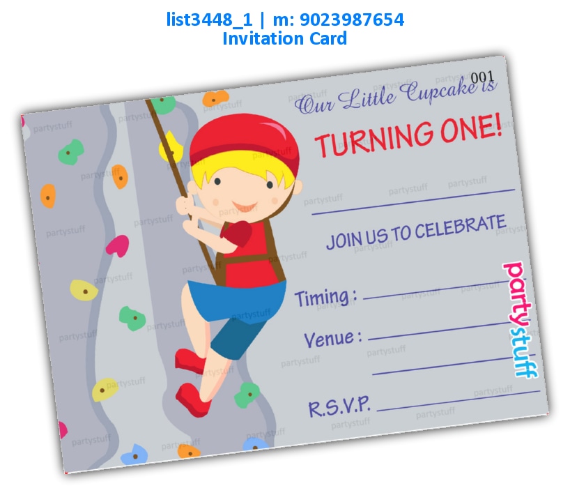 Kid 1st Birthday Invitation Card | Printed list3448_1 Printed Cards