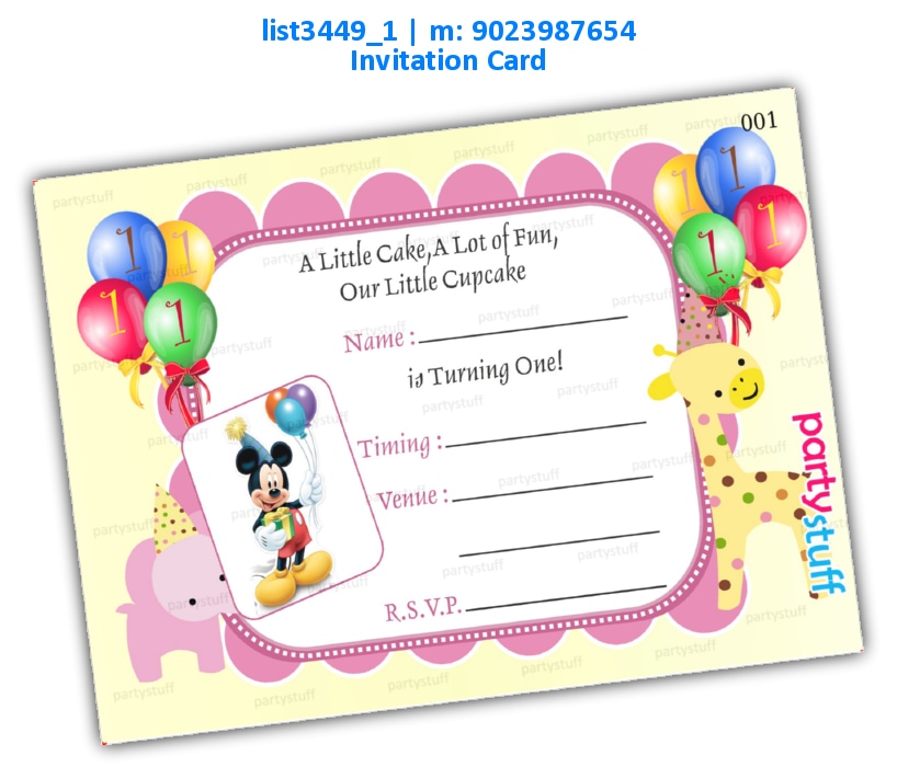 Mickey Mouse 1st Birthday Invitation | Printed list3449_1 Printed Cards