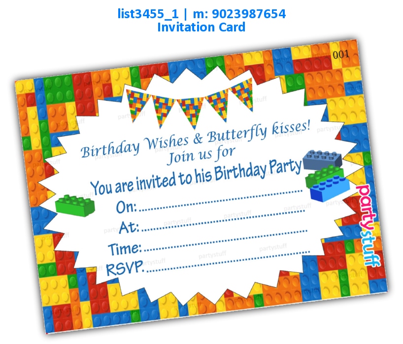 Lego Invitation Card | Printed list3455_1 Printed Cards