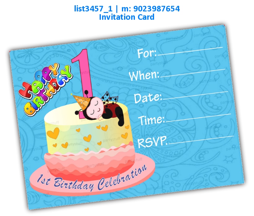 1st Birthday Invitation Card 5 | Printed list3457_1 Printed Cards