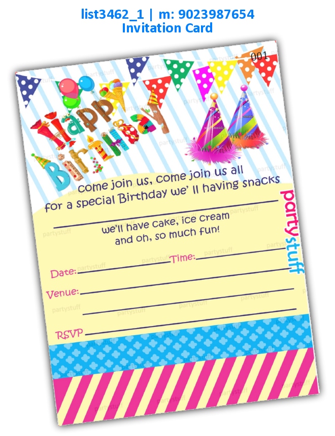 Birthday Invitation Card 3 | Printed list3462_1 Printed Cards