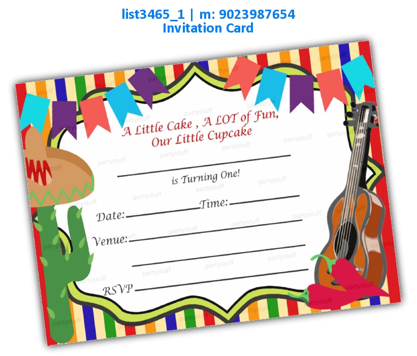 Gypsy 1st Birthday Invitation Card list3465_1 Printed Cards