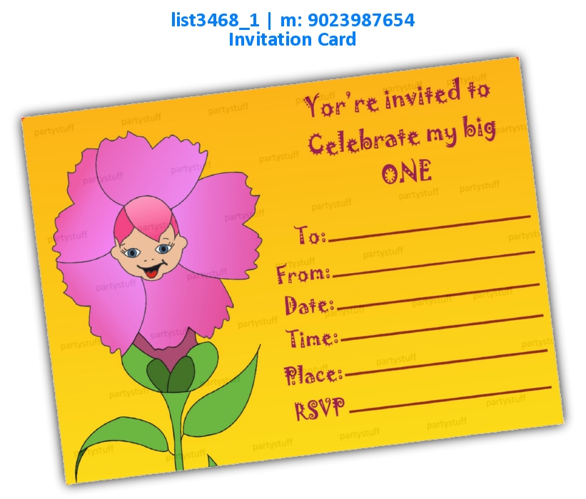 Floral 1st Birthday Invitation Card list3468_1 Printed Cards