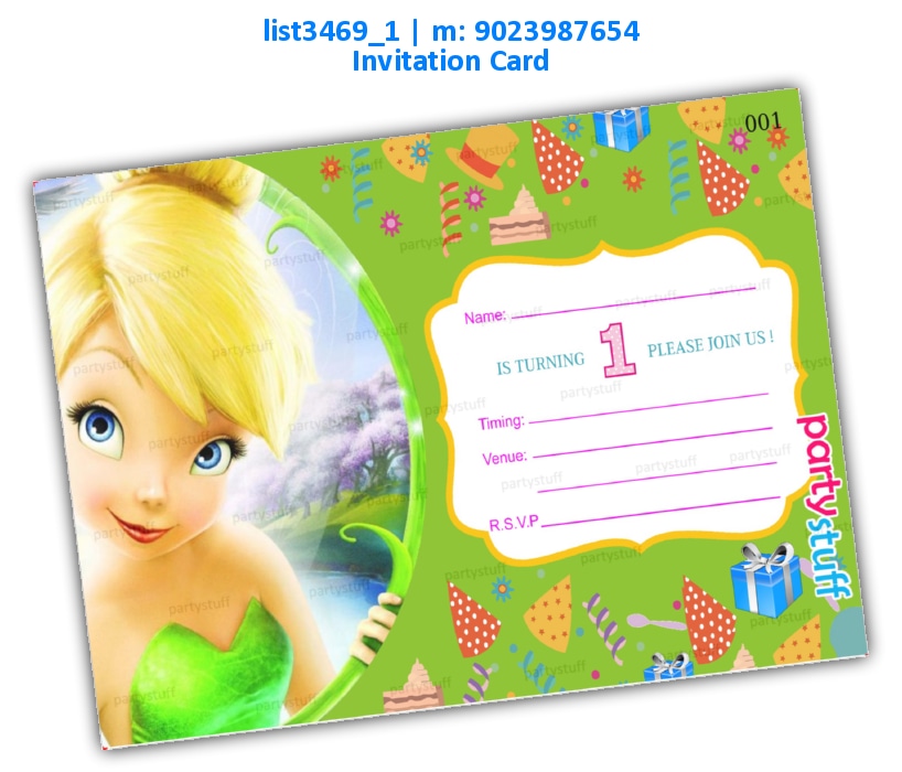 Tinkerbell Invitation Card | Printed list3469_1 Printed Cards