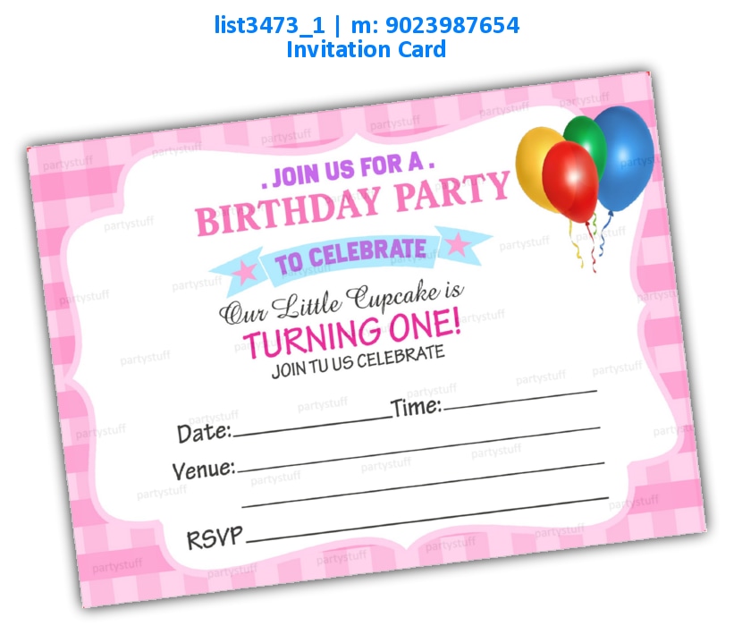 Birthday Invitation Card 4 | Printed list3473_1 Printed Cards