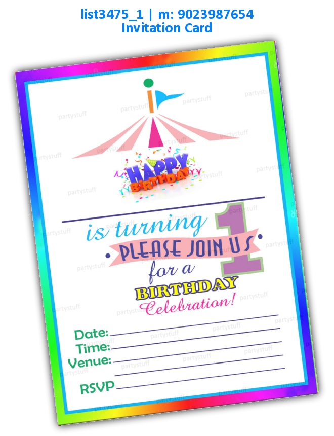 1st Birthday Invitation Card 6 | Printed list3475_1 Printed Cards