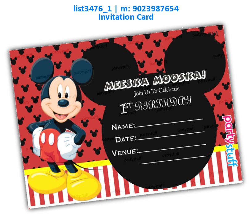 Mickey Mouse 1st Birthday Invitation 2 | Printed list3476_1 Printed Cards
