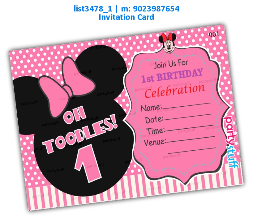 Minnie Mouse Birthday Invitation Card 3 | Printed list3478_1 Printed Cards