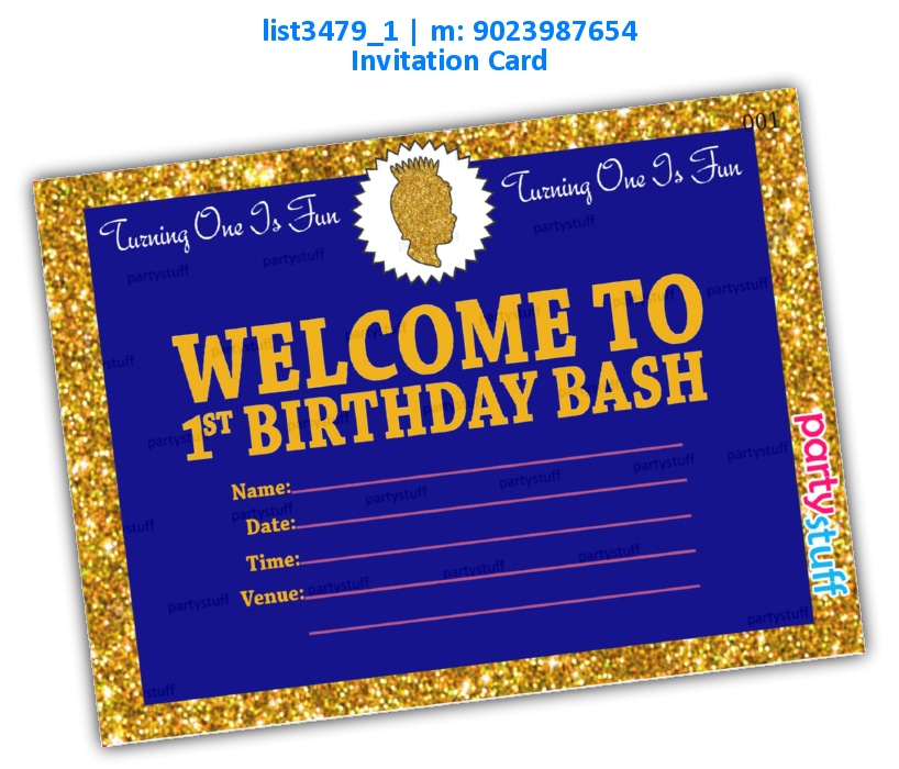 Golden Birthday Invitation Card | Printed list3479_1 Printed Cards