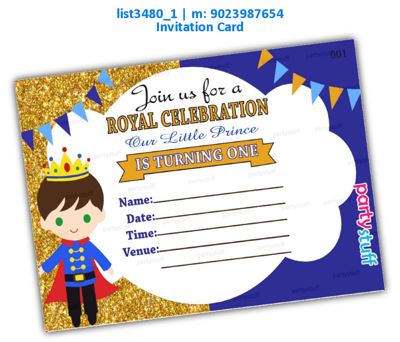 Golden Royal Birthday Invitation Card | Printed list3480_1 Printed Cards