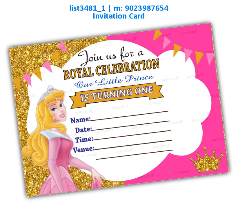 Golden Princess Birthday Invitation Card | Printed list3481_1 Printed Cards