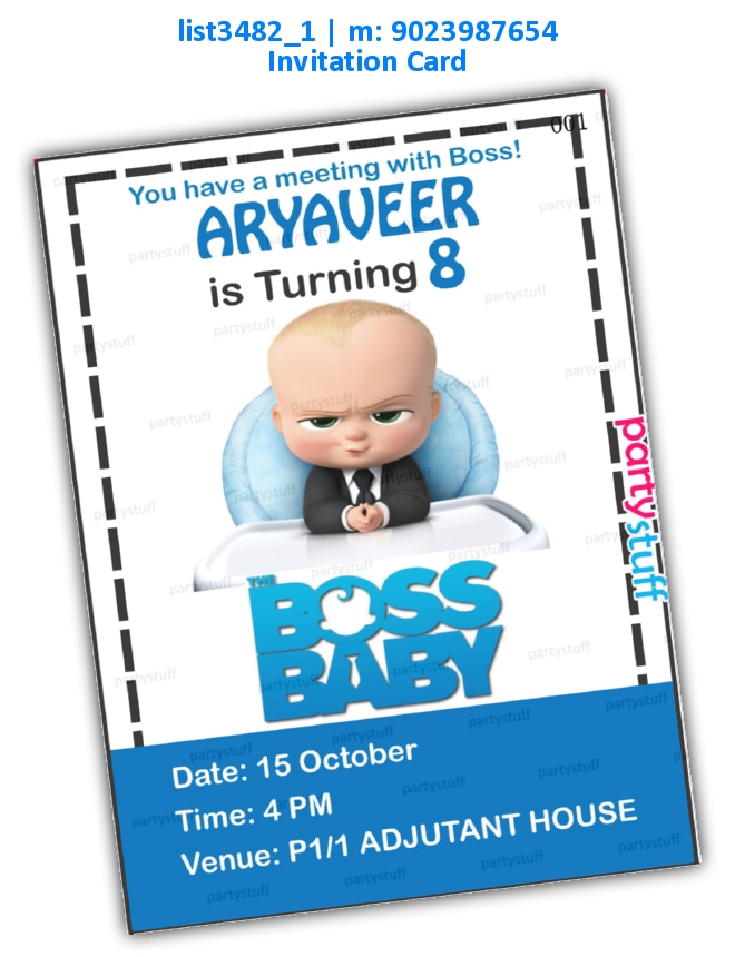 Boss Baby Birthday Invitation Card | Printed list3482_1 Printed Cards