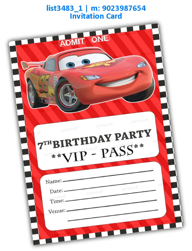 Race Car Birthday Invitation Car list3483_1 Printed Cards