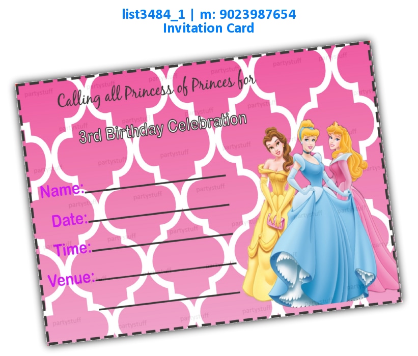 Princess Birthday Invitation Card 4 list3484_1 Printed Cards