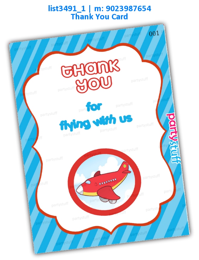 Aeroplane Thankyou Card | Printed list3491_1 Printed Cards
