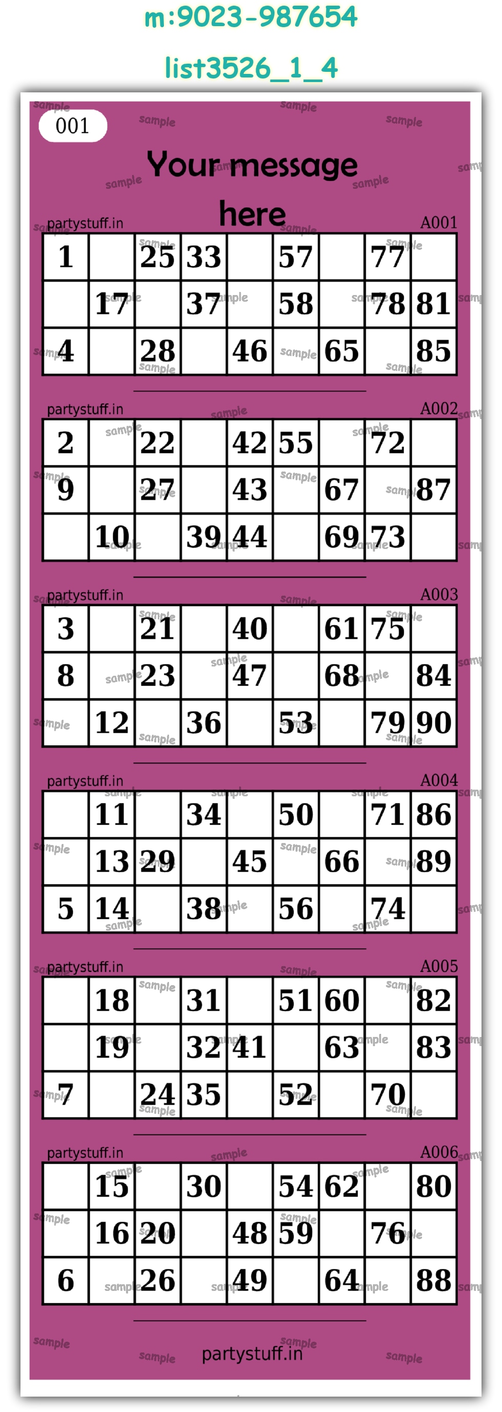 Designer Classic Tambola Housie Book Pages | PDF list3526_1_4 PDF Tambola Housie