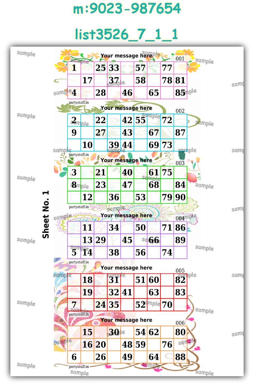 Designer Classic Tambola Housie Book Pages | PDF list3526_7_1_1 PDF Tambola Housie