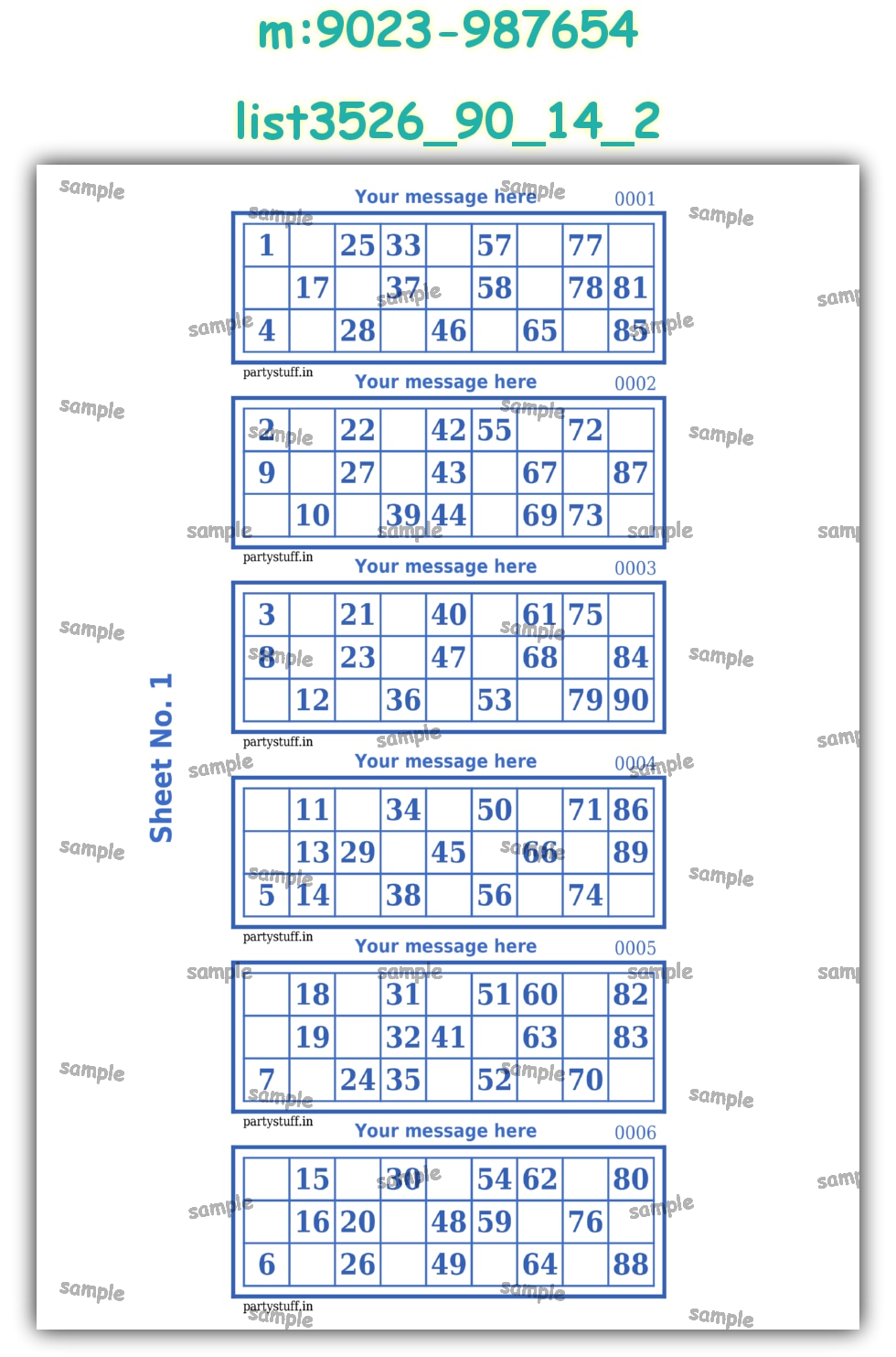 Designer Classic Tambola Housie Book Pages | PDF list3526_90_14_2 PDF Tambola Housie