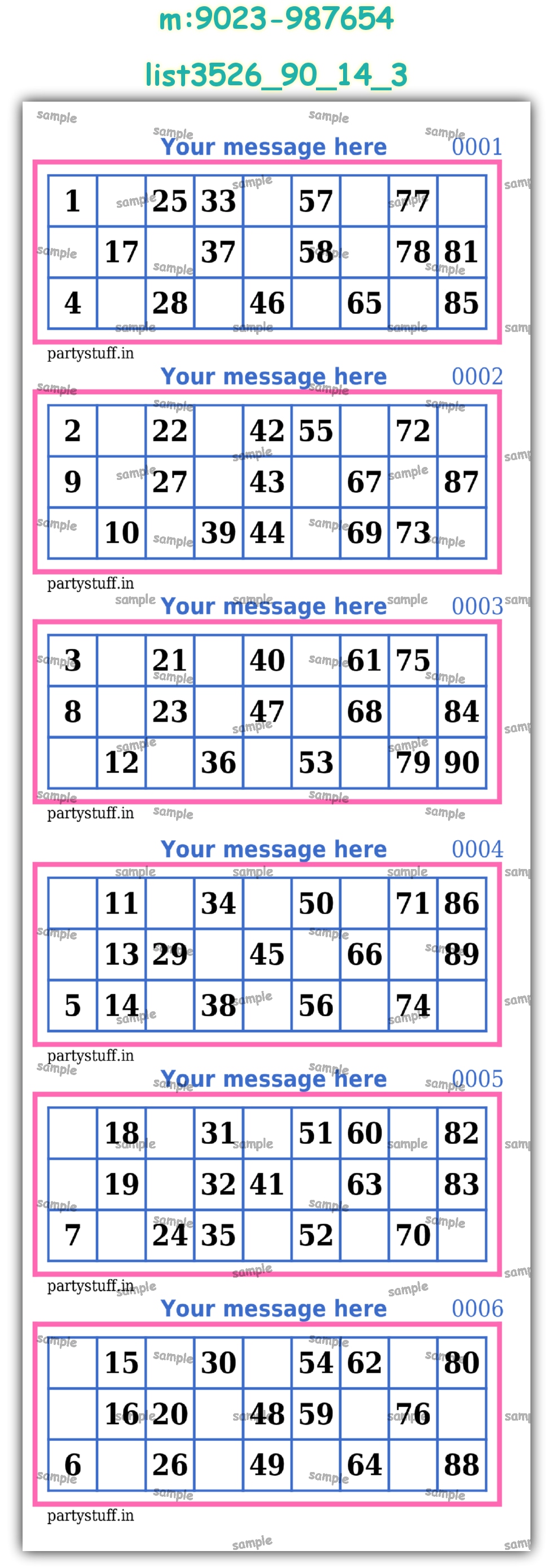 Designer Classic Tambola Housie Book Pages | PDF list3526_90_14_3 PDF Tambola Housie