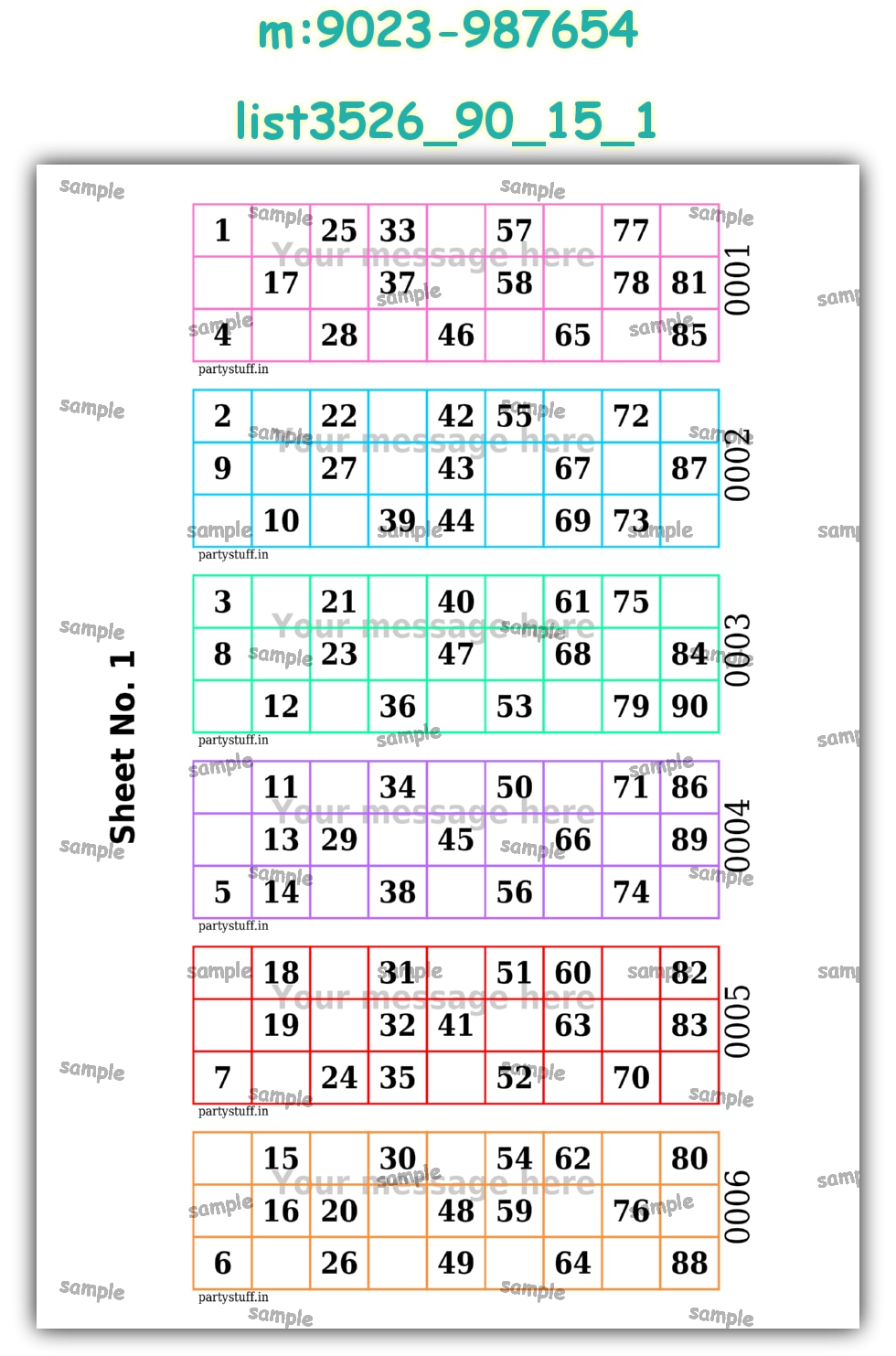 Designer Classic Tambola Housie Book Pages | PDF list3526_90_15_1 PDF Tambola Housie