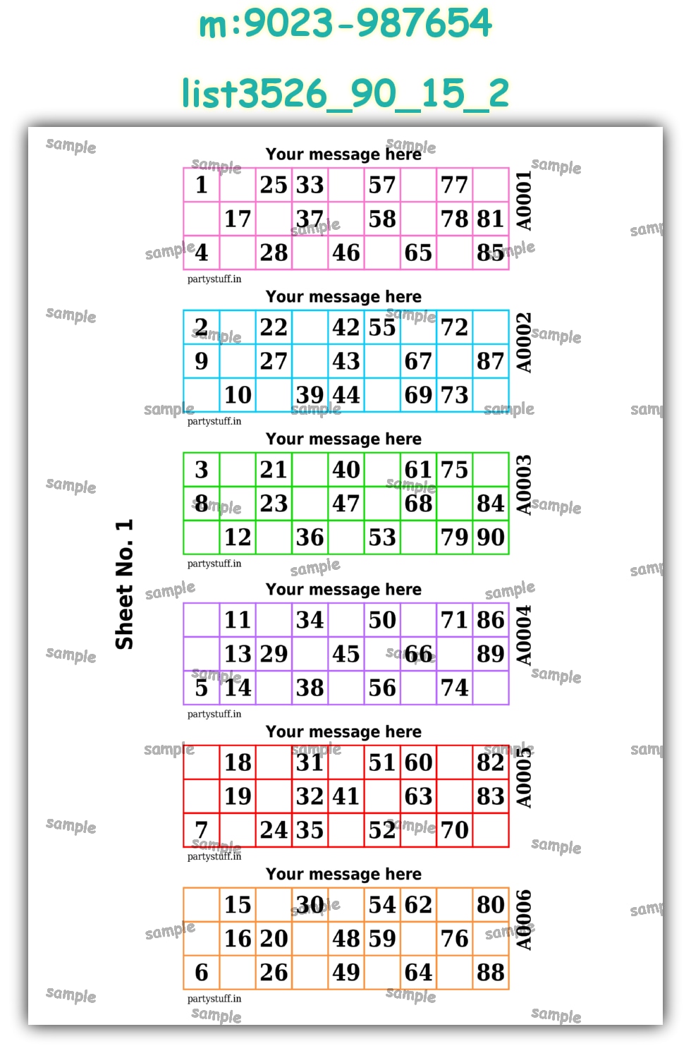 Designer Classic Tambola Housie Book Pages | PDF list3526_90_15_2 PDF Tambola Housie