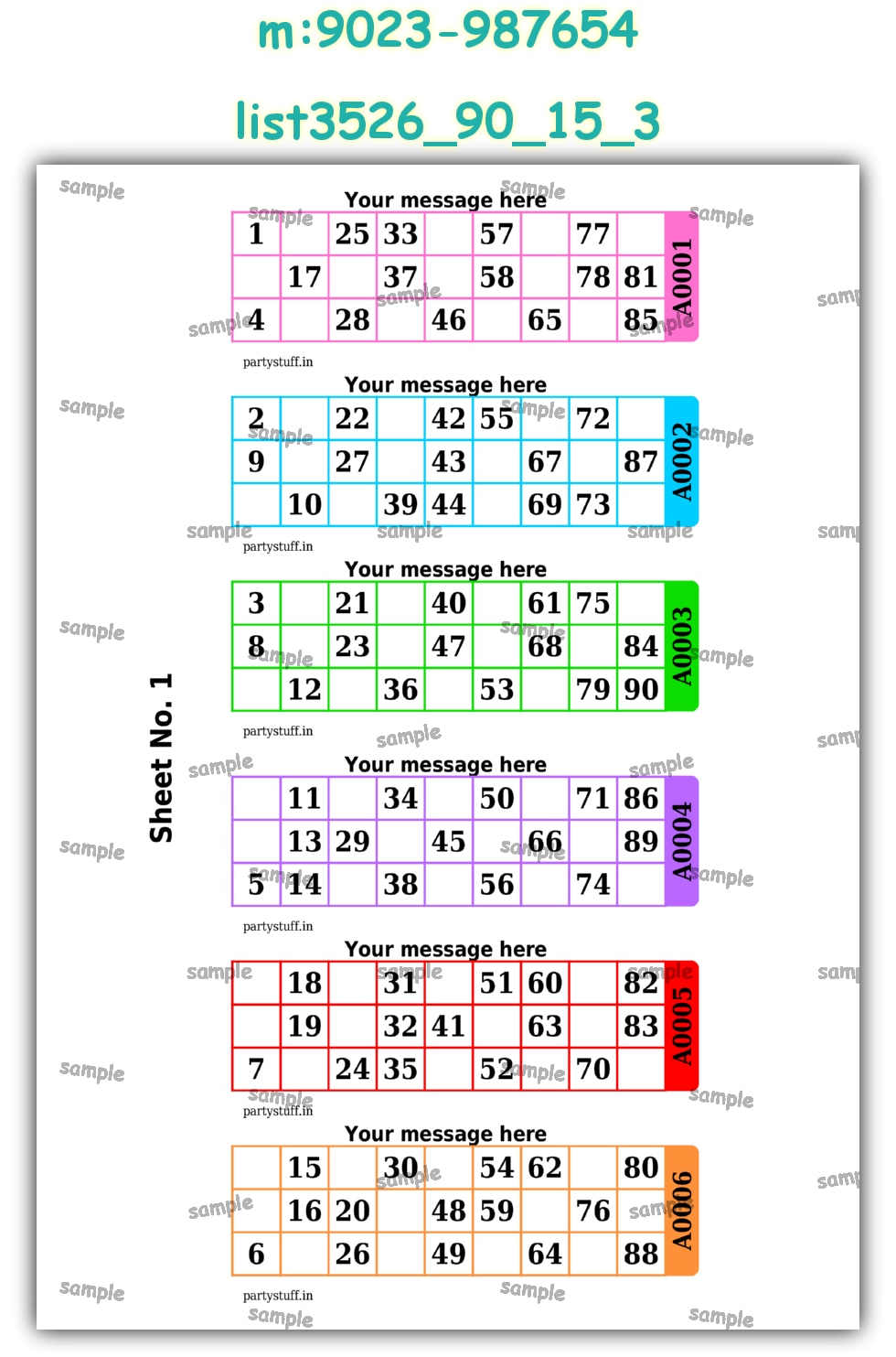 Designer Classic Tambola Housie Book Pages | PDF list3526_90_15_3 PDF Tambola Housie