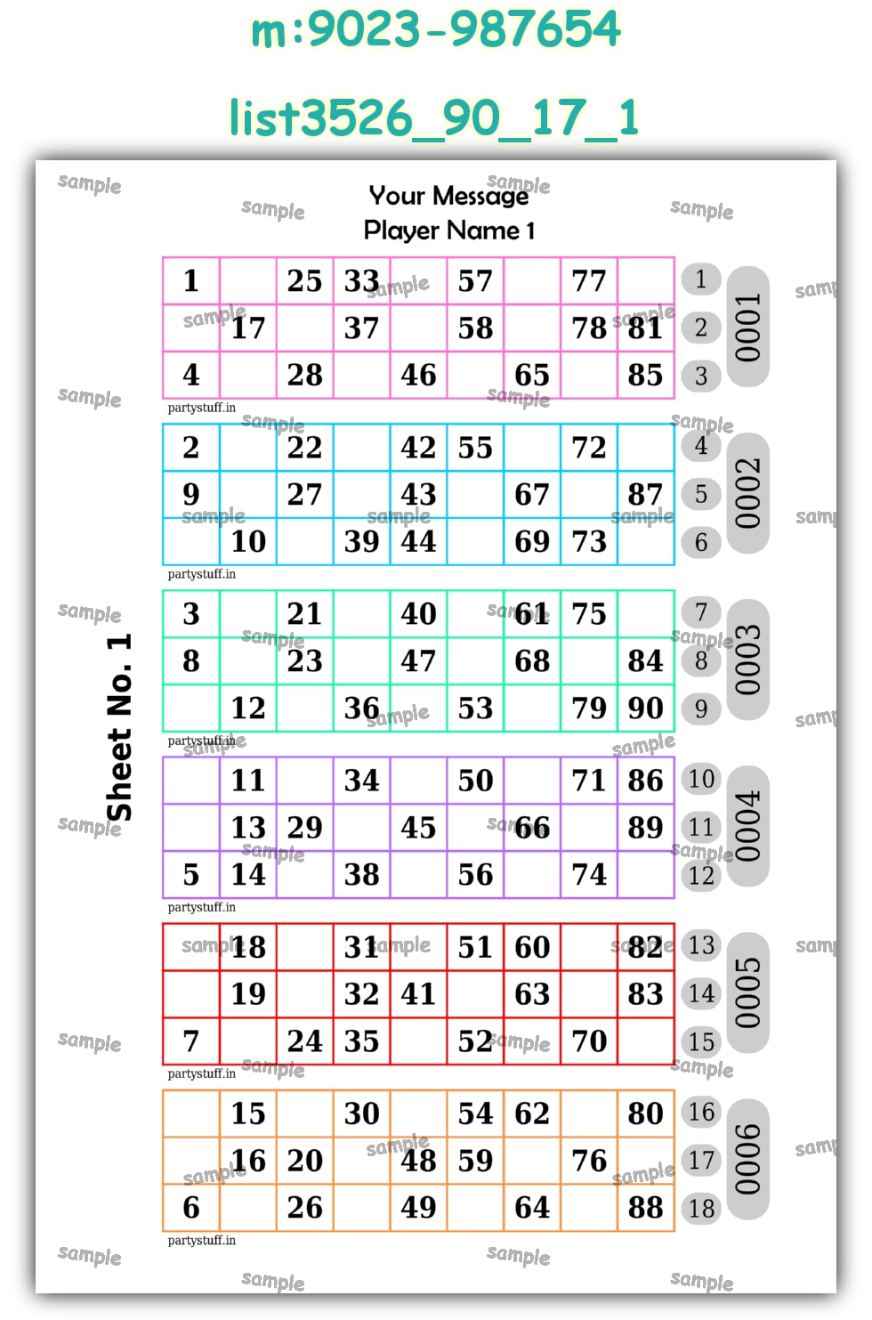 Designer Classic Tambola Housie Book Pages | PDF list3526_90_17_1 PDF Tambola Housie