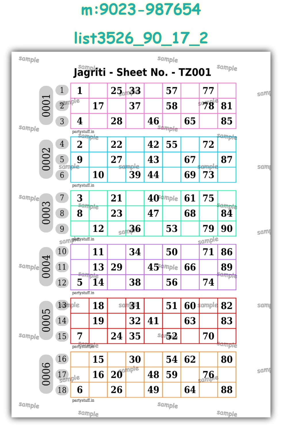 Designer Classic Tambola Housie Book Pages | PDF list3526_90_17_2 PDF Tambola Housie