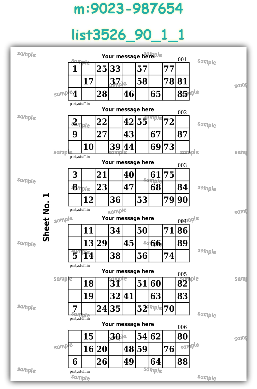 Designer Classic Tambola Housie Book Pages | PDF list3526_90_1_1 PDF Tambola Housie