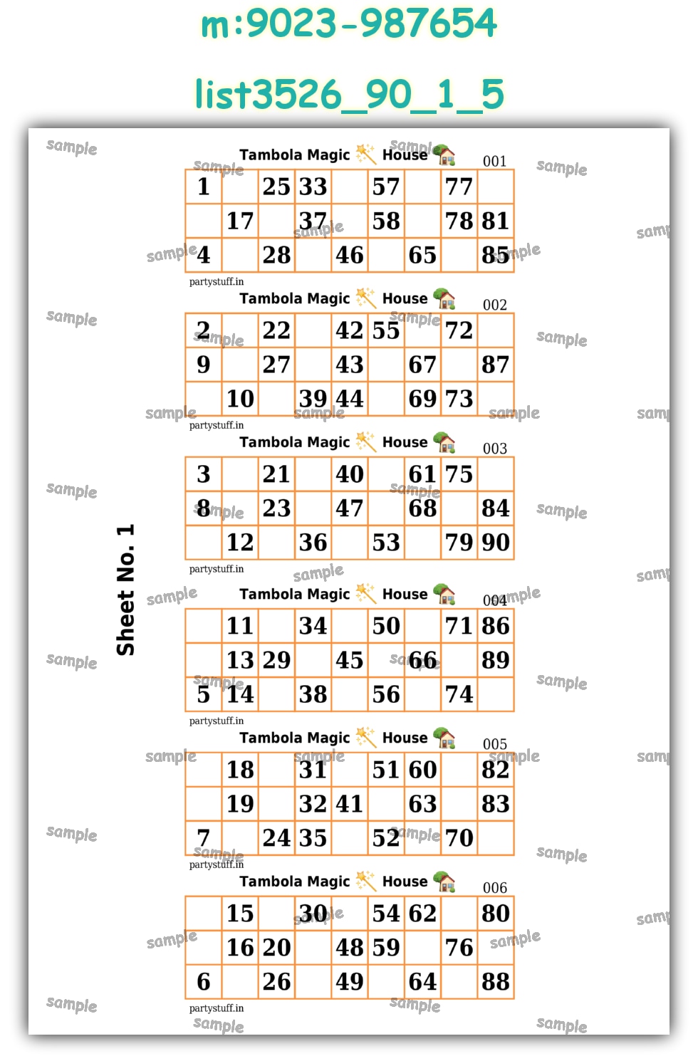 Designer Classic Tambola Housie Book Pages | PDF list3526_90_1_5 PDF Tambola Housie