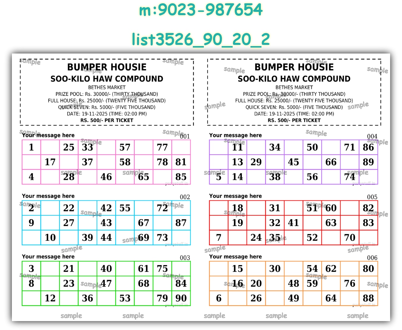 Designer Classic Tambola Housie Book Pages | PDF list3526_90_20_2 PDF Tambola Housie