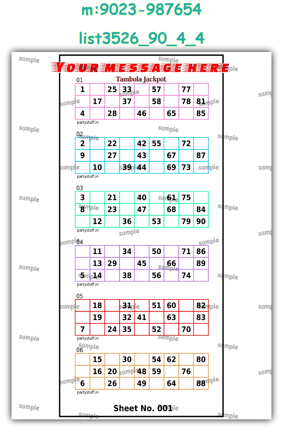 Designer Classic Tambola Housie Book Pages | PDF list3526_90_4_4 PDF Tambola Housie