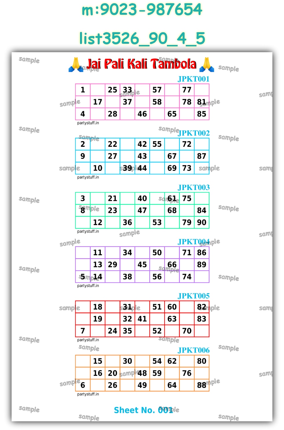 Designer Classic Tambola Housie Book Pages | PDF list3526_90_4_5 PDF Tambola Housie