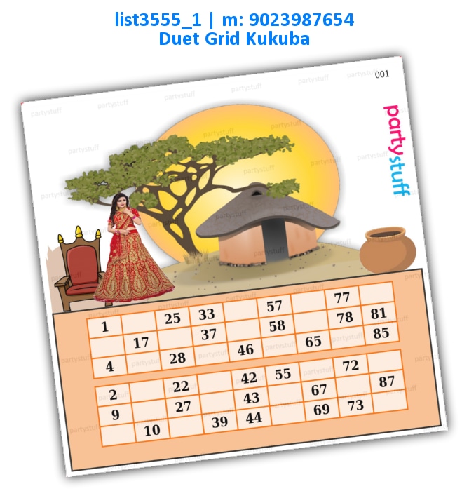 Village Girl Duet Classic Grids | Printed list3555_1 Printed Tambola Housie