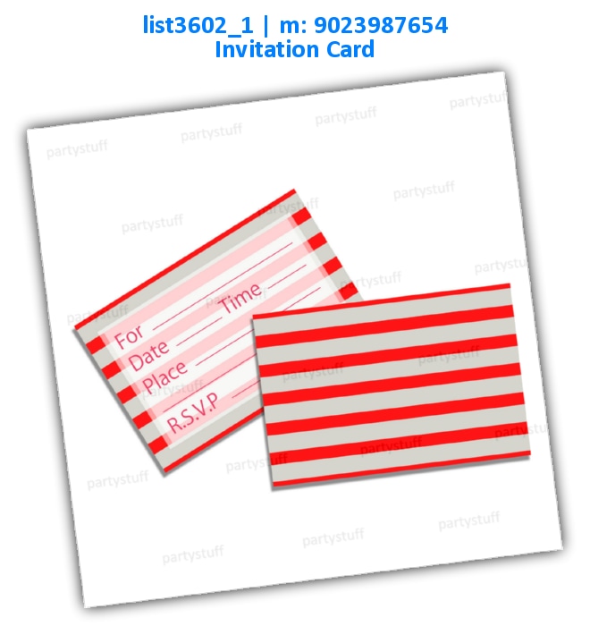 Horizontal Red Lines Invitation Card | Printed list3602_1 Printed Cards