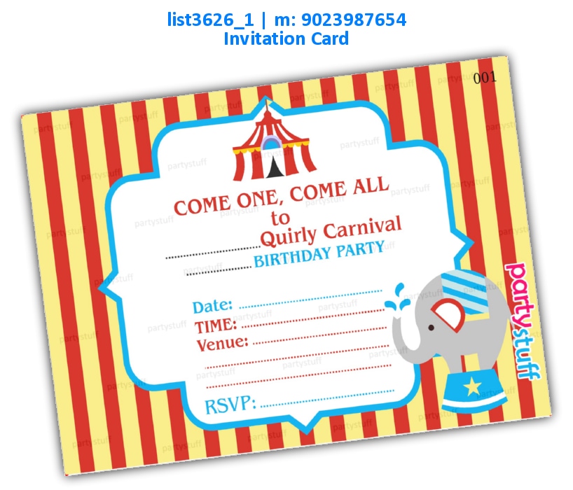 Carnival Invitation Card | Printed list3626_1 Printed Cards