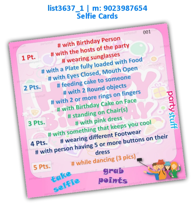 Birthday Selfie Cards 2 | Printed list3637_1 Printed Activities