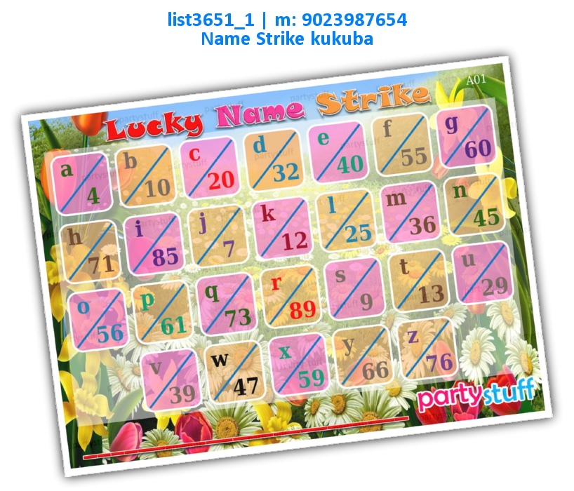 Lucky Name Strike | Printed list3651_1 Printed Tambola Housie