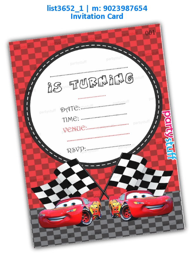 Car Birthday Invitation Card | Printed list3652_1 Printed Cards