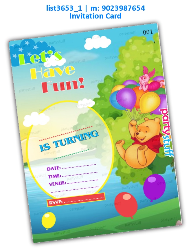 Pooh Invitation Card list3653_1 Printed Cards