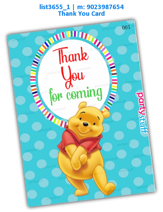 Pooh Thankyou Card | Printed list3655_1 Printed Cards
