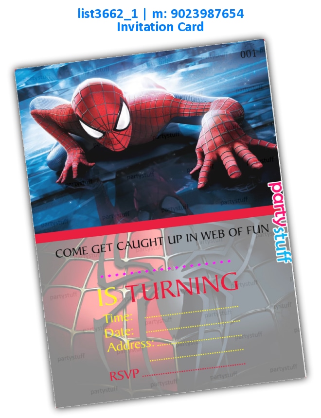 Spiderman Invitation Card 4 | Printed list3662_1 Printed Cards