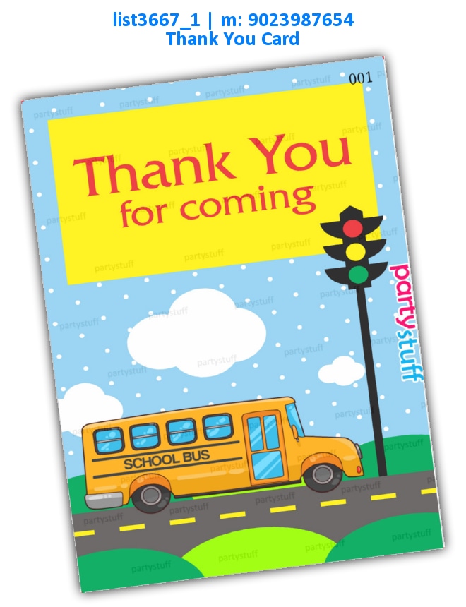 School Bus Thankyou Card | Printed list3667_1 Printed Cards