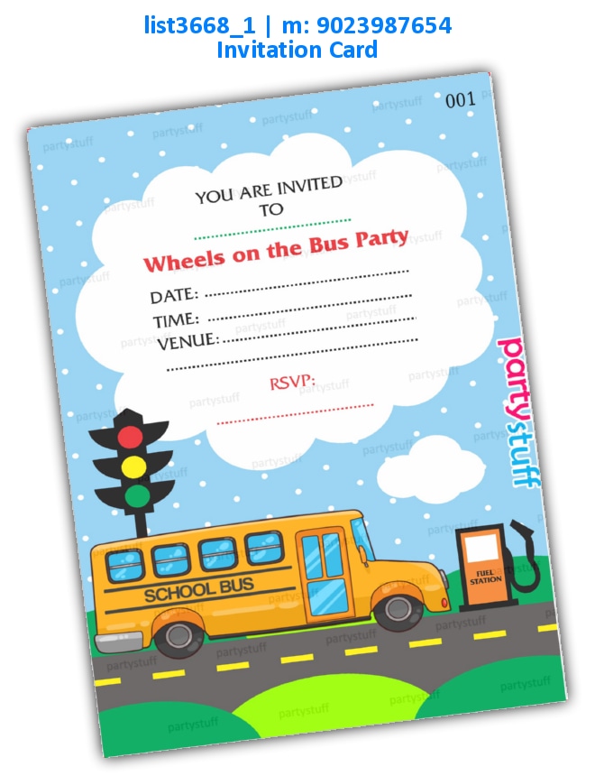 School Bus Invitation Card | Printed list3668_1 Printed Cards