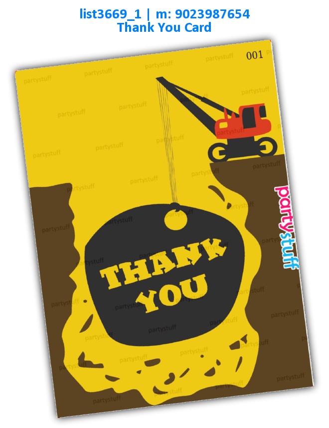 Construction Thankyou Card | Printed list3669_1 Printed Cards