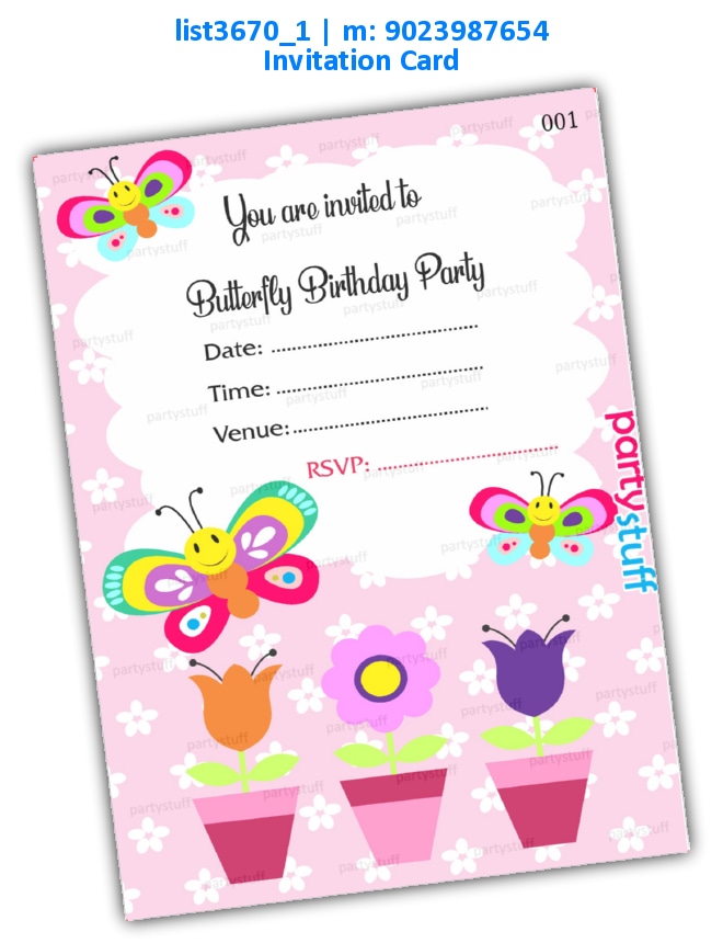 Butterfly Invitation Card | Printed list3670_1 Printed Cards