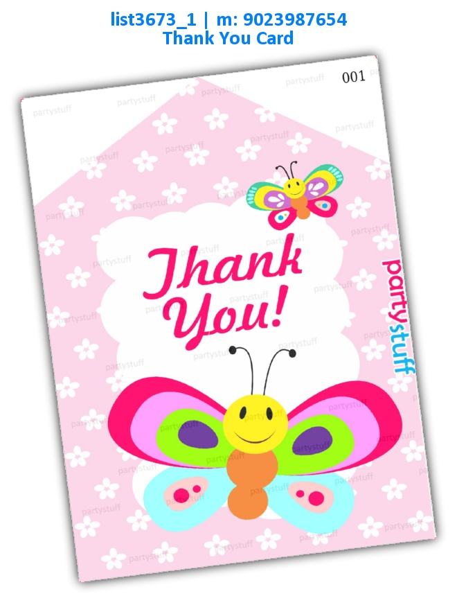 Butterfly Thankyou Card | Printed list3673_1 Printed Cards