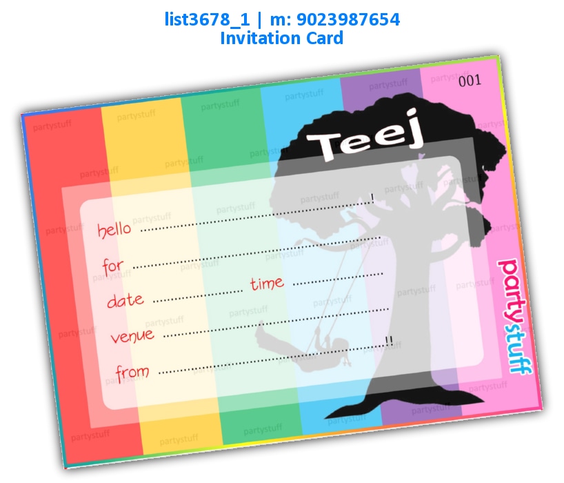 Teej Invitation Card 4 | Printed list3678_1 Printed Cards
