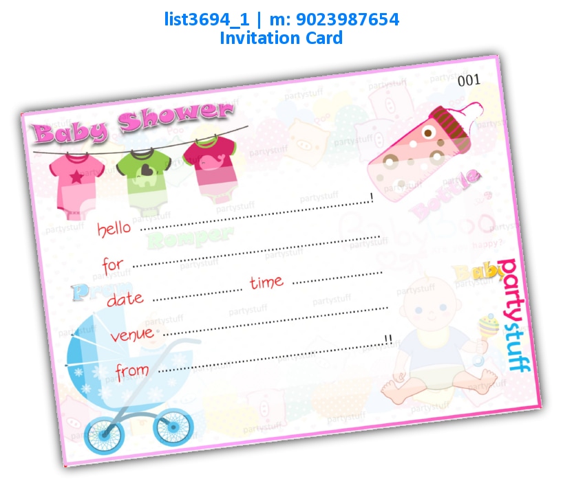 Baby Shower Invitation Card 3 | Printed list3694_1 Printed Cards